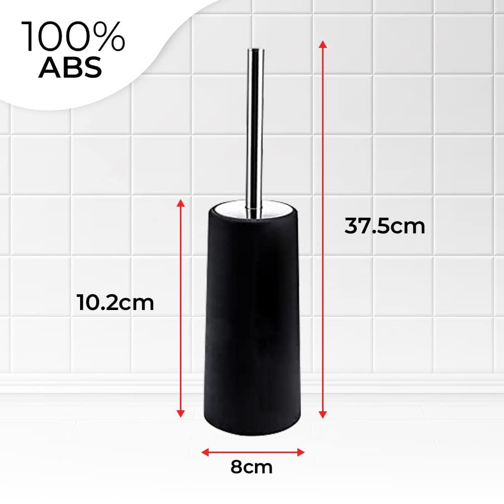 Kuber Industries Stainless Steel Toilet Brush with Holder|480|Pack Of 2|Black