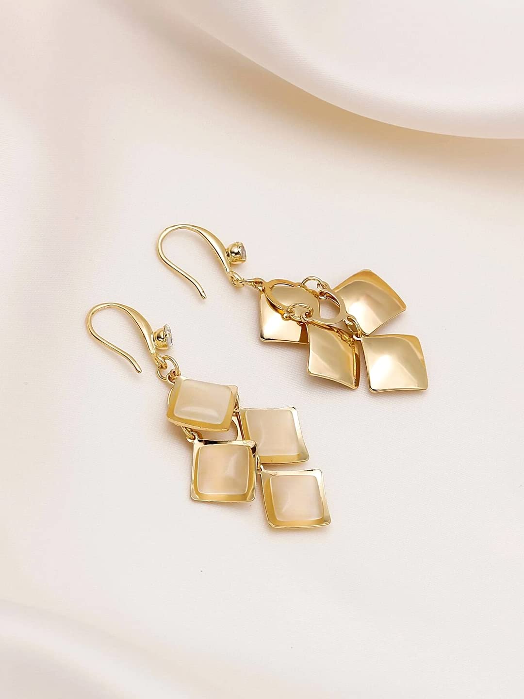 Yellow Chimes white crystal studded earrings - elegant gift