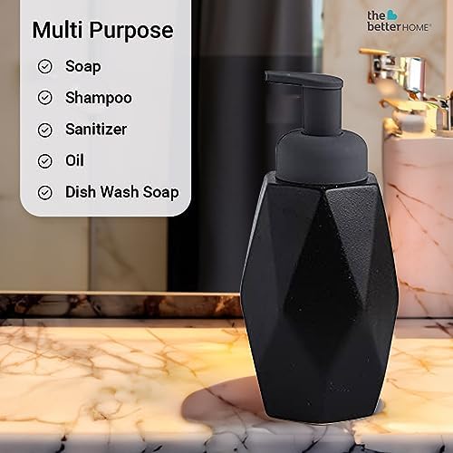 Set of 2: Ceramic Liquid Dispenser Bottles - Ideal for Shampoo, Lotion & Sanitizer | 400ml | Black