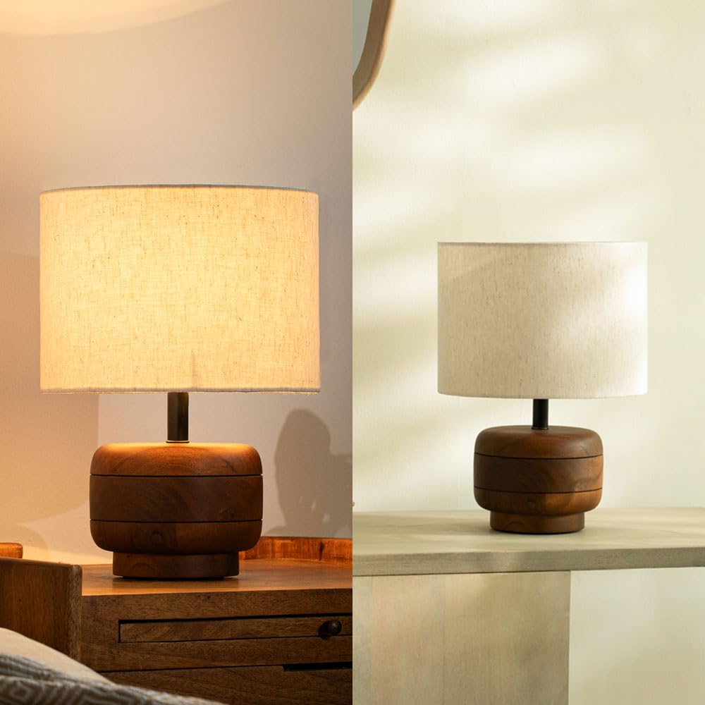 Ellementry Gren Wooden Table Lamp for Bedroom | Table D�cor Bedside Lamp for Bedroom | Eco- Friendly Table Lamp for Living Room | Sustainable Home D�cor Items | Bedroom D�cor | Gingerbread