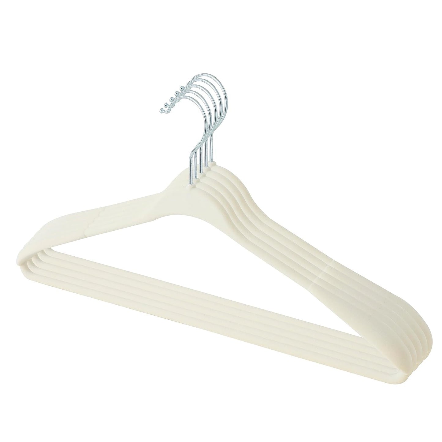 Kuber IndustriesVelvet Cloth Hanger Set of 15 with Chromed Plated Steel Hook (White)