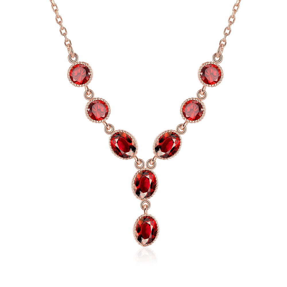 Yellow Chimes Necklace with Red Crystals - Valentine's Day gift