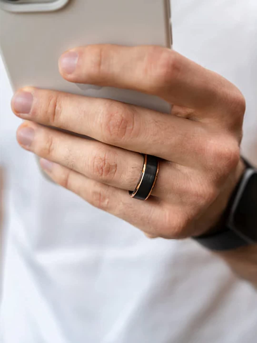 Yellow Chimes platinum plated band ring - unique jewelry piece.