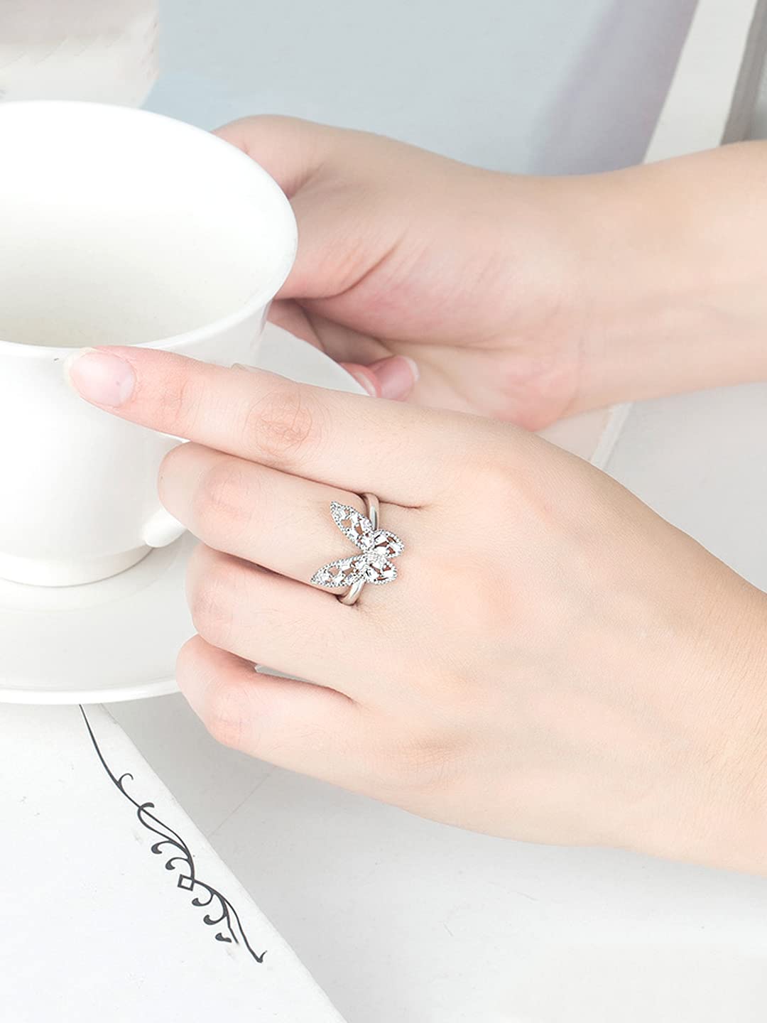 Yellow Chimes crystal ring - adjustable silver accessory