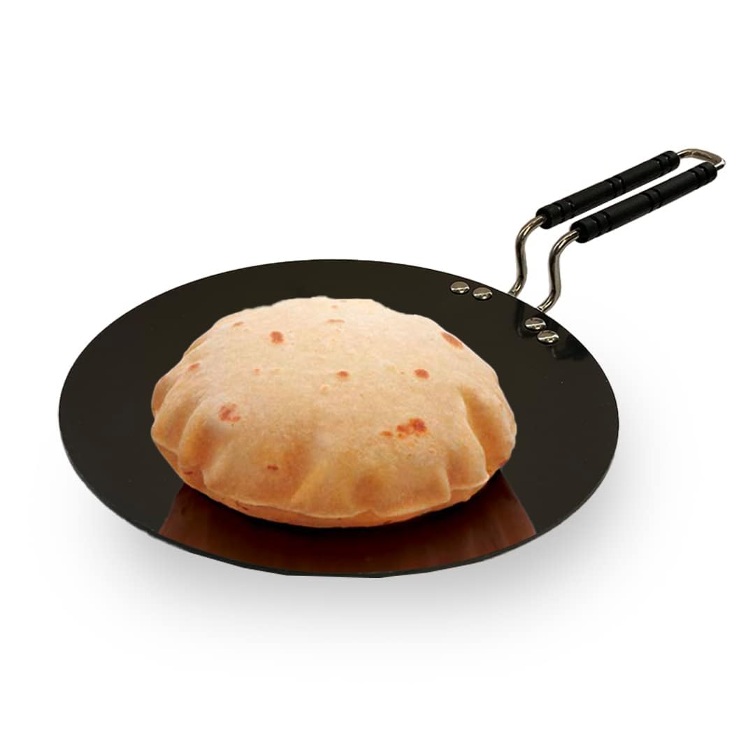 Hard Anodized Roti Tawa - Scratch Resistant, Gas & Induction Compatible | 1pc Included | 25cm | Black