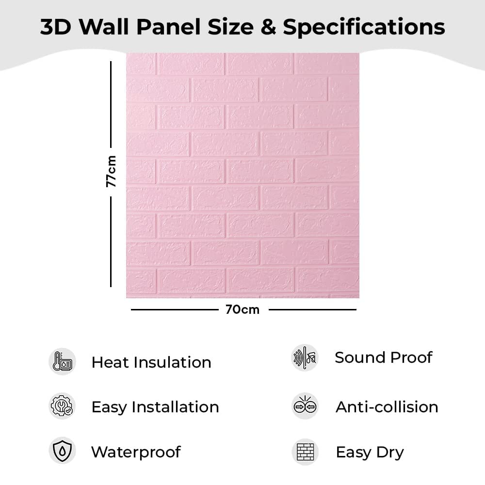 Combo: 3D Foam Brick Pattern Wallpaper - Easy to Peel, Stick & Remove | 2 Sheets | 70 cm x 77 cm | Soft White