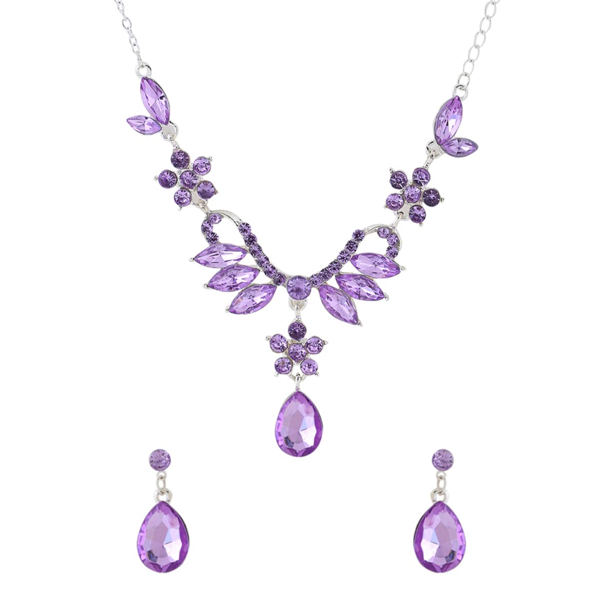 Yellow Chimes Floral Crystal Jewellery Set - Festive Wear