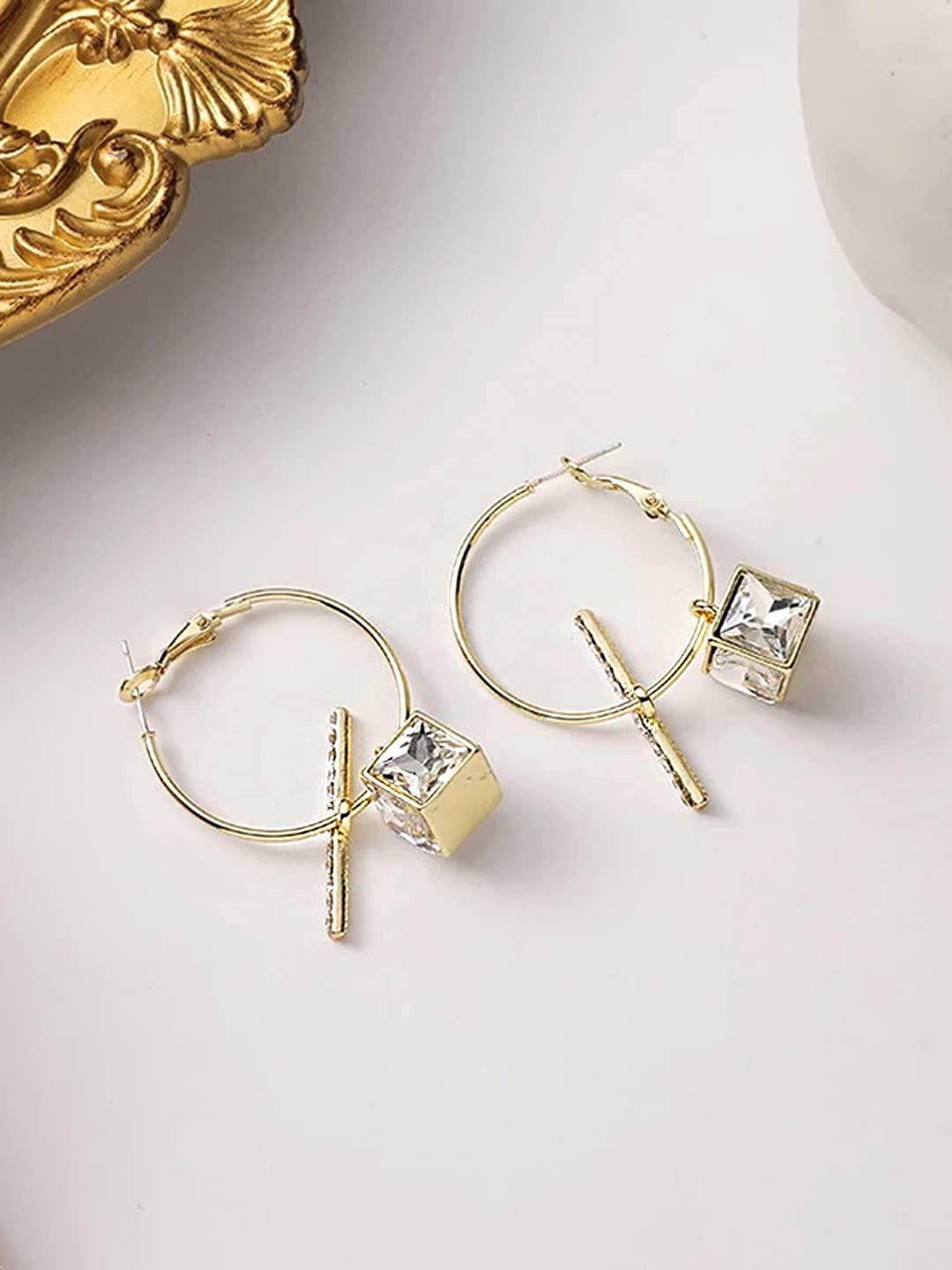 Yellow Chimes trendy hoop earrings - office style