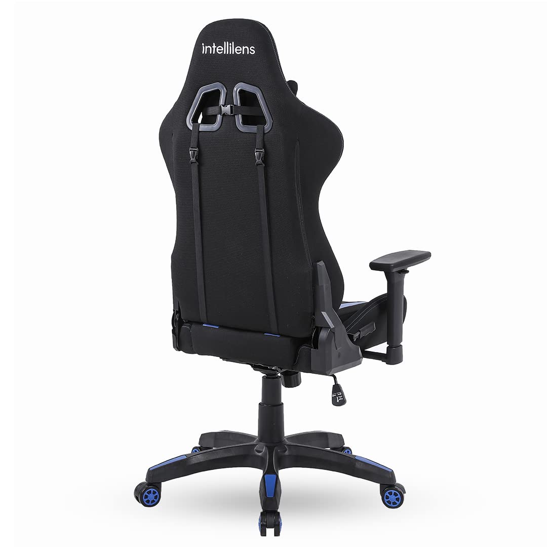 Combo: INTERCEPTOR Ergonomic Gaming Chair & Large Gaming Mat | Premium Fabric, Adjustable Pillow | 70 x 140 cm | Blue