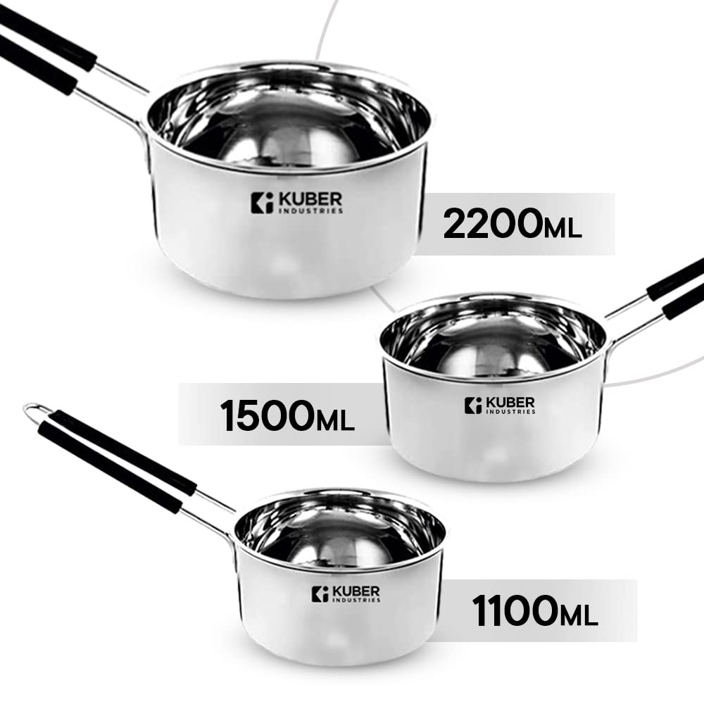 Combo: Dinner Plates Set of 6 & 3-Piece Sauce Pan - Heavy-Duty Stainless Steel | Color: Silver