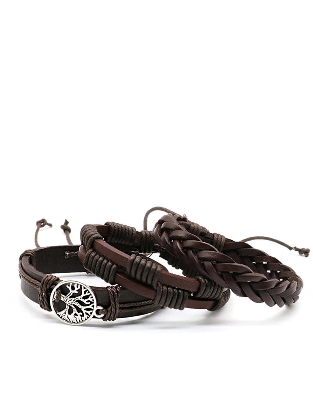 Yellow Chimes brown leather bracelet - trendy men's accessory