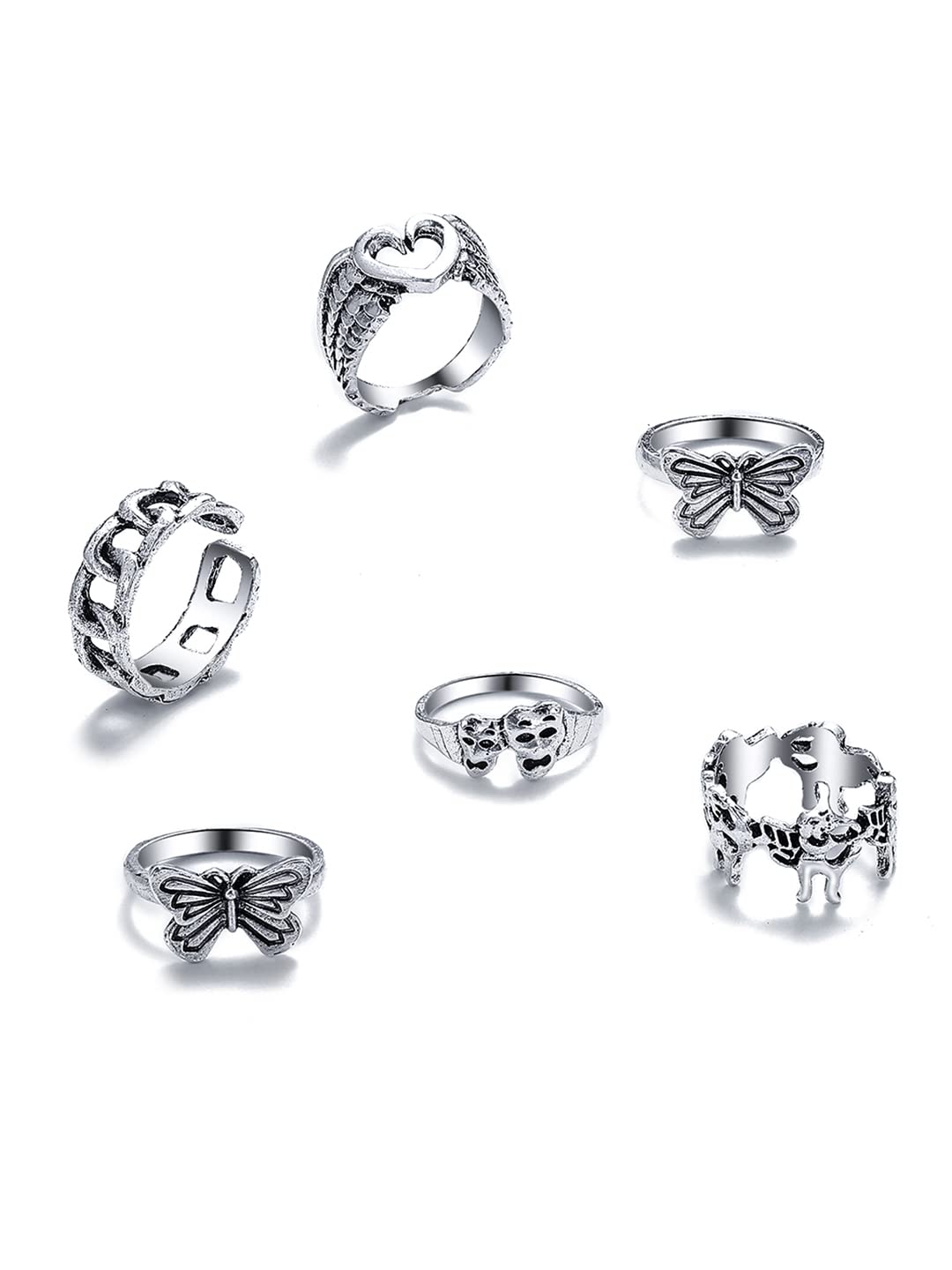 Yellow Chimes 6Pcs Knuckle Rings - Trendy for formal events