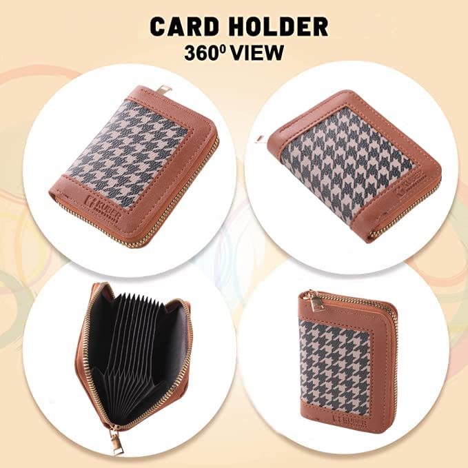 Kuber Industries Card Holder Wallet for Men Women|Debit Credit Card Holder|Wallet for Id, Visiting Card, Buisness Card|Zipper Closure Wallet|Brown (Pack of 4)