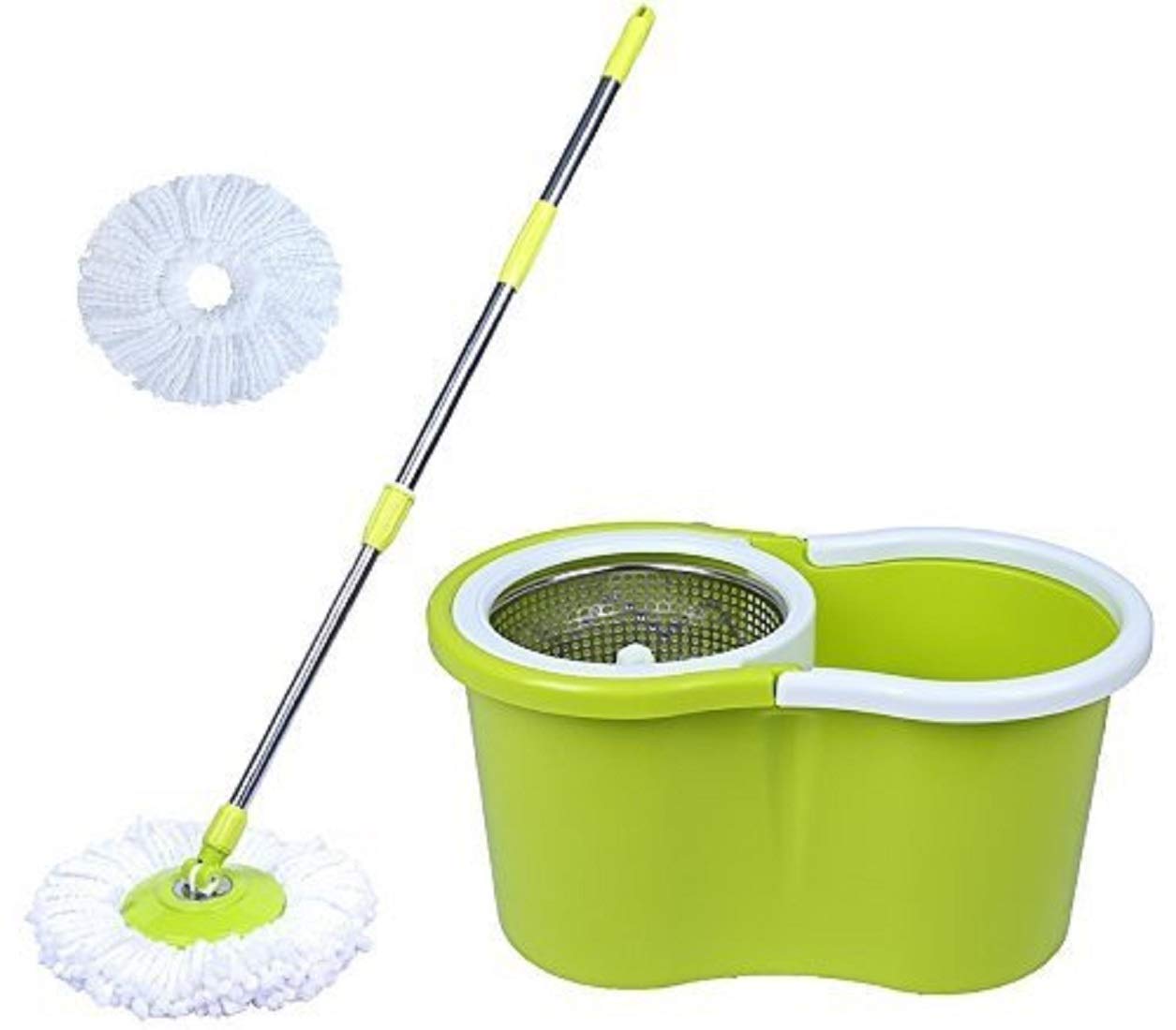 Kuber Industries 360 Degree Spin Mop with Basket and Steel Spinner (CTKTC1812)