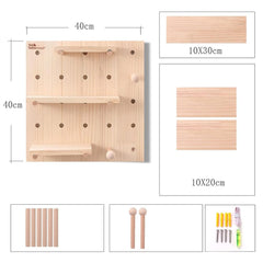 The Better Home Pinewood Pegboard Key Holder Wooden Wall Shelves for Home Organizer | Shelf for Boys, Girls, Kids, Living Room, Office, or Bedroom Wall Decor (Pack of 2-16 * 16 Inch)