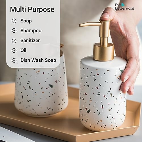 The Better Home White Ceramic Liquid Soap Dispenser Set (Pack of 3-3 pcs Each) | Handwash Dispenser | Soap Dispenser for Bathroom | Bathroom Accessories | Bathroom Organiser