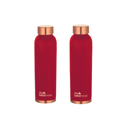 The Better Home Copper Water Bottle 1 Litre Water Bottle For Office | Water Bottle For Kids | 100% Pure Copper Insulation Wide Mouth With Ergonomic Design | Water Bottle For Home Maroon Pack of 2