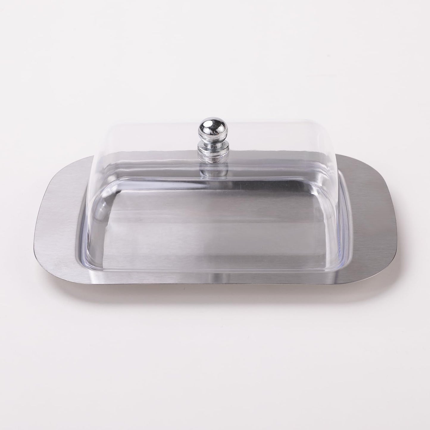 Kuber Industries Pack of 2 Butter Box Container | Steel Butter Dish Box | Cheese Storage Keeper Tray | Butter Keeper Container | Butter Storage Container Tray | Butter Tray | 11008-D | Silver