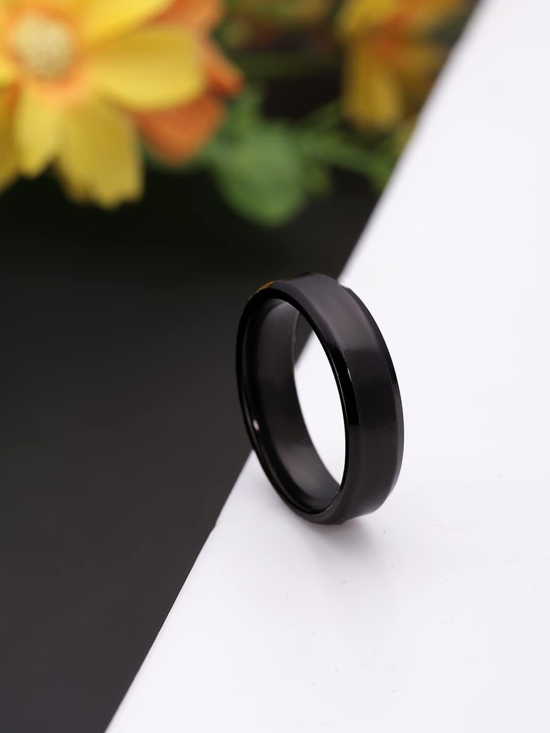 Yellow Chimes Black Stainless Ring - Daily wear essential