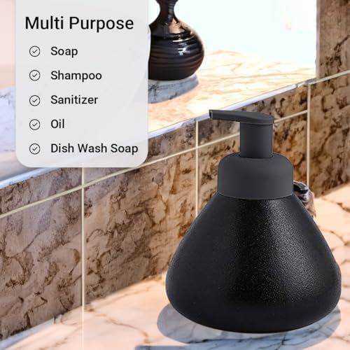 Set of 4: Soap Dispenser Bottles with Elegant Pump Design | For Kitchen, Wash-Basin & Bathroom | 360ml | Black