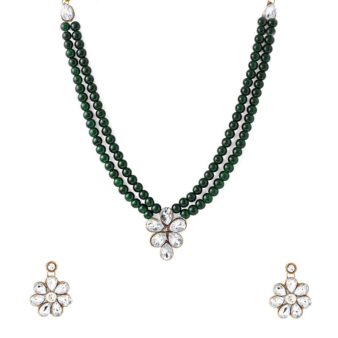 Yellow Chimes Adjustable Green Beads Necklace - Casual outfit accessory