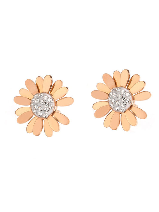 Yellow Chimes floral stud earrings - beautiful rose gold plated design