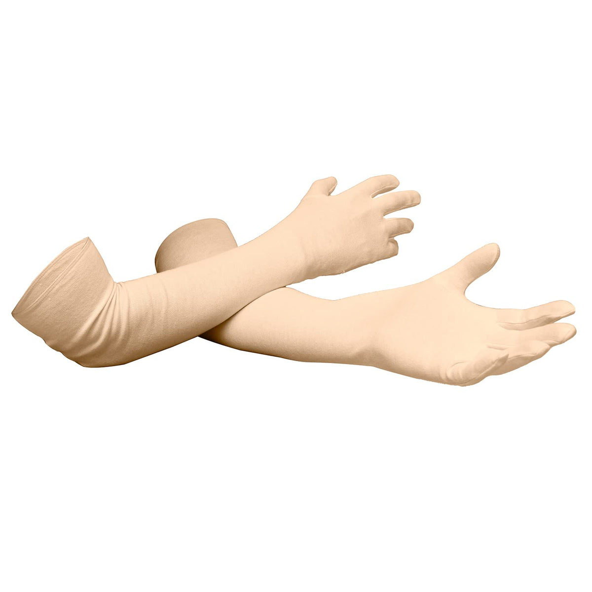 Pack of 2: Full Arm Cotton Sleeves Gloves - UV & Dust Protection | Summer Use | Unisex | Cream