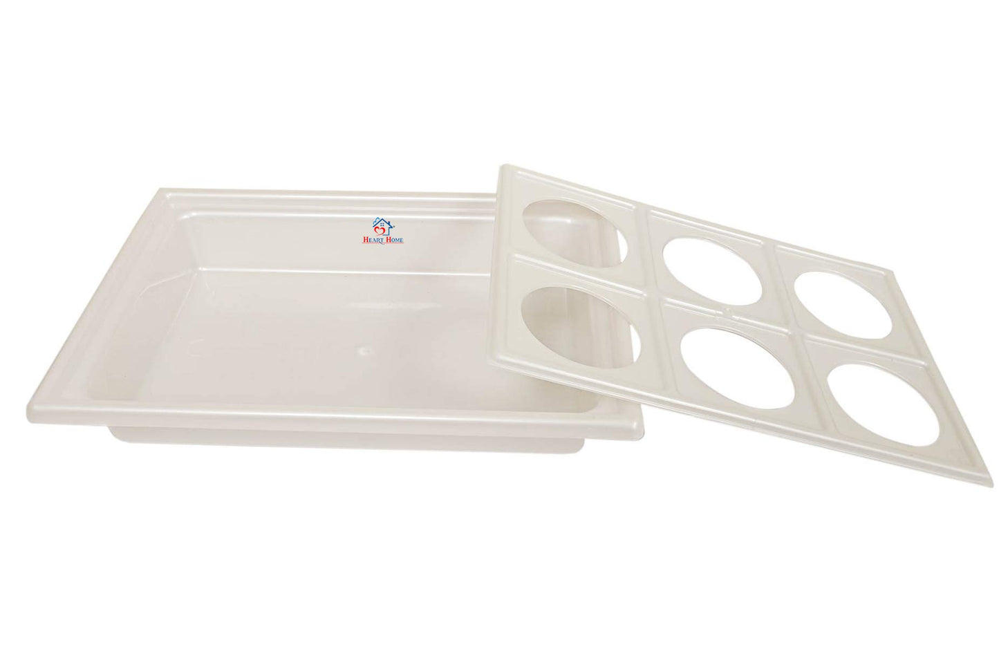 Heart Home Plastic 6 Slots Glass Holder Tray (White)