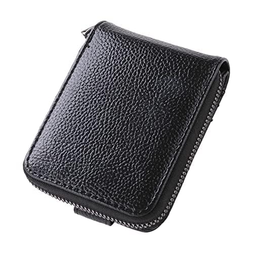 Urbane Home Card Holder Wallet For Men Women|Debit Credit Card Holder|Wallet For Id, Visiting Card, Buisness Card|RFID Protected|Button & Zipper Closure Wallet|Black