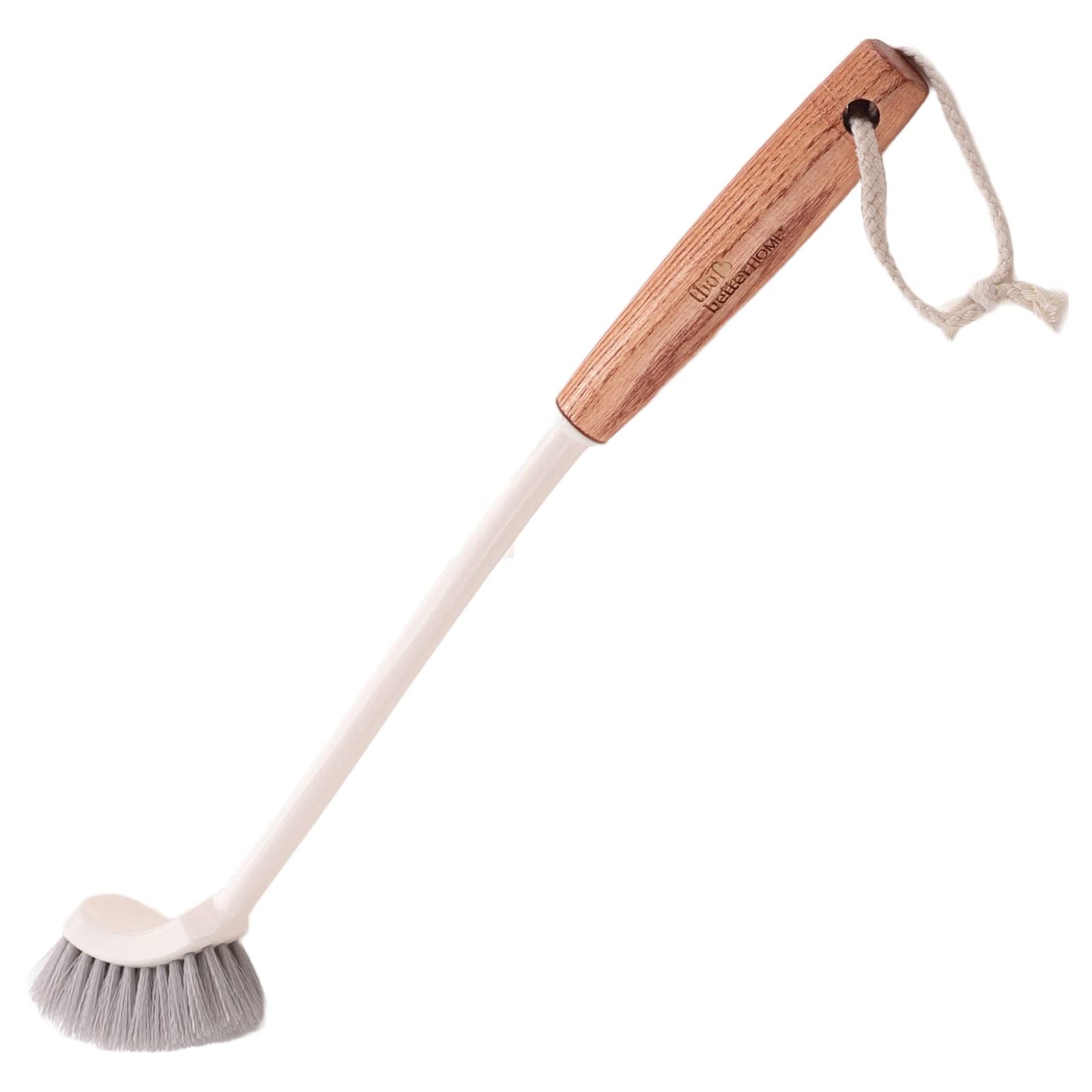 Toilet Cleaner Brush with Non-Slip Wooden Handle & Loop for Hanging | Ergonomic Design | 36cm | White