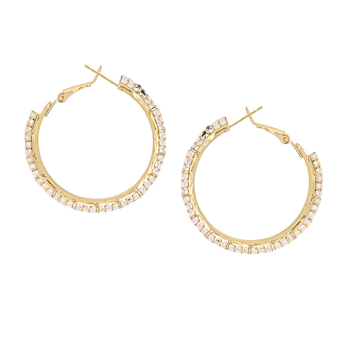 White crystal hoop earrings - stylish party accessory