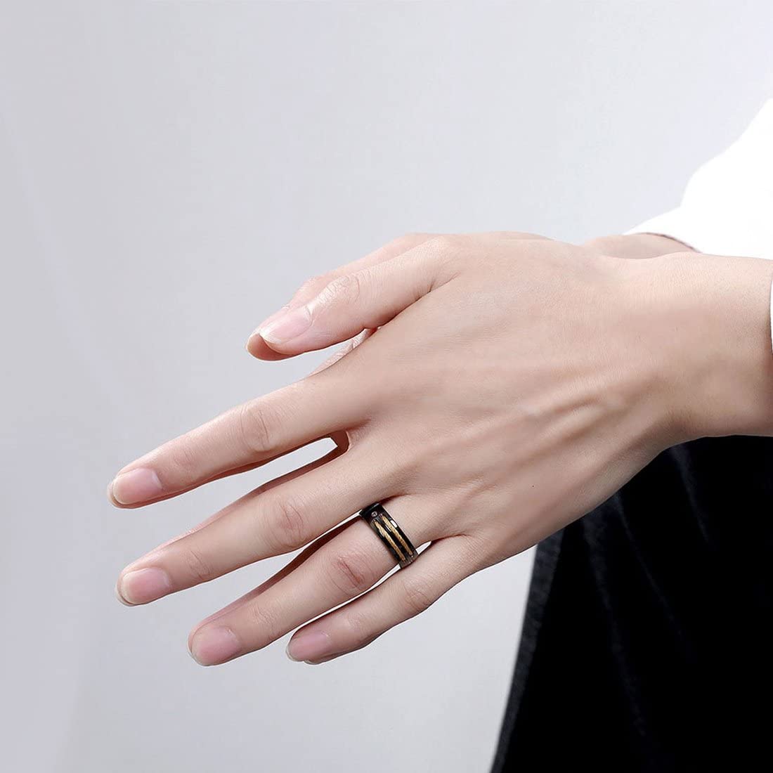 Yellow Chimes Unique Black Band Ring - Ideal Gift for Him
