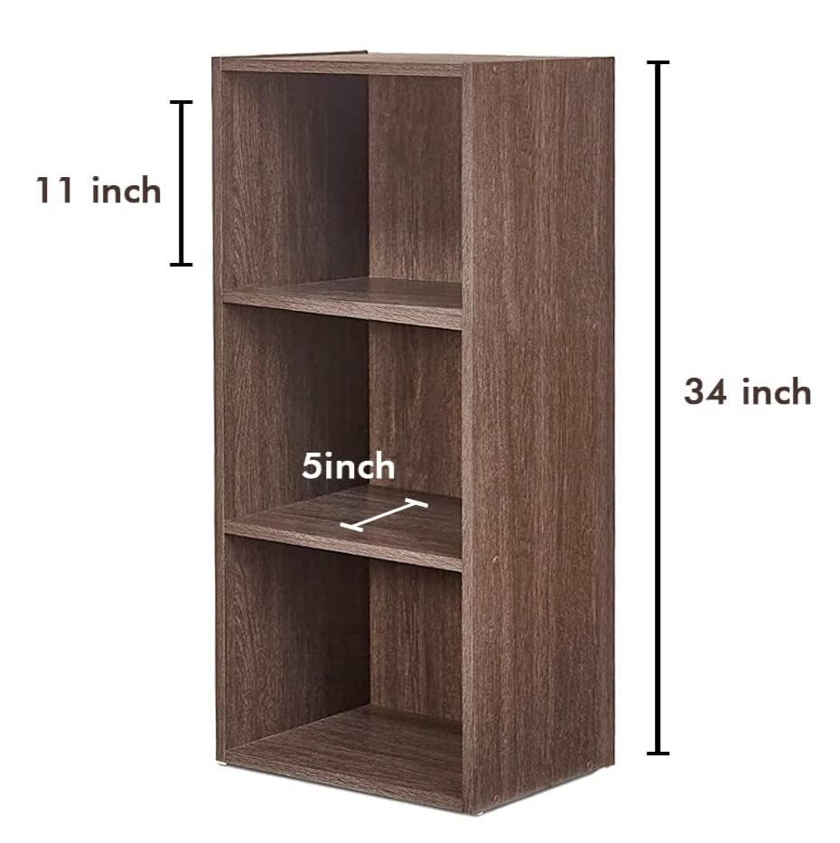 Kuber Industries Book Shelf|Wooden 4 Shelves Engineered Bookshelf|Storage Cabinet for Kitchen,Wall Shelf,D�cor shelf,30"X30",(Brown) (Pack of 3)