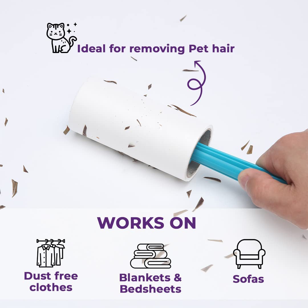 Pack of 4: Lint Rollers - Super Sticky for Clothes & Pet Hair | 60 Sheets Each | White | Easy to Use