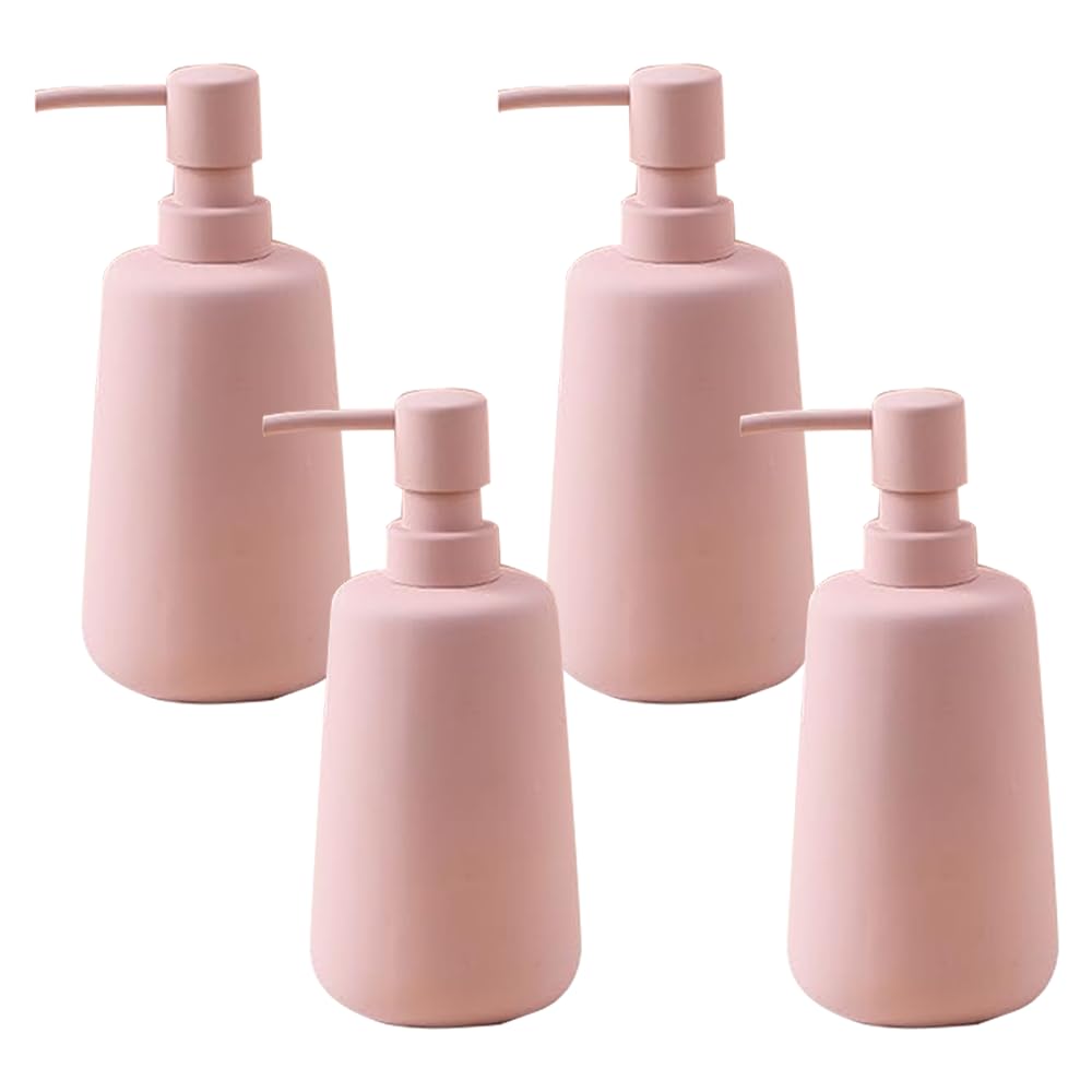 Set of 4: Soap Dispenser Bottles - Elegant, Functional Liquid Pump | Includes 4 Bottles | 260ml | Pink