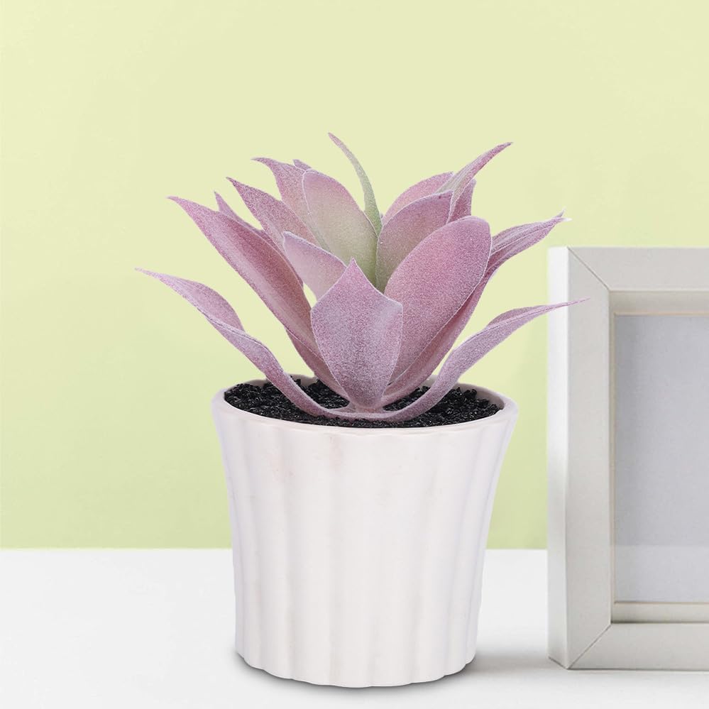 Pack of 6: Artificial Indoor Plants - Natural Looking, Potted | Decor Flowers | Lavender Color