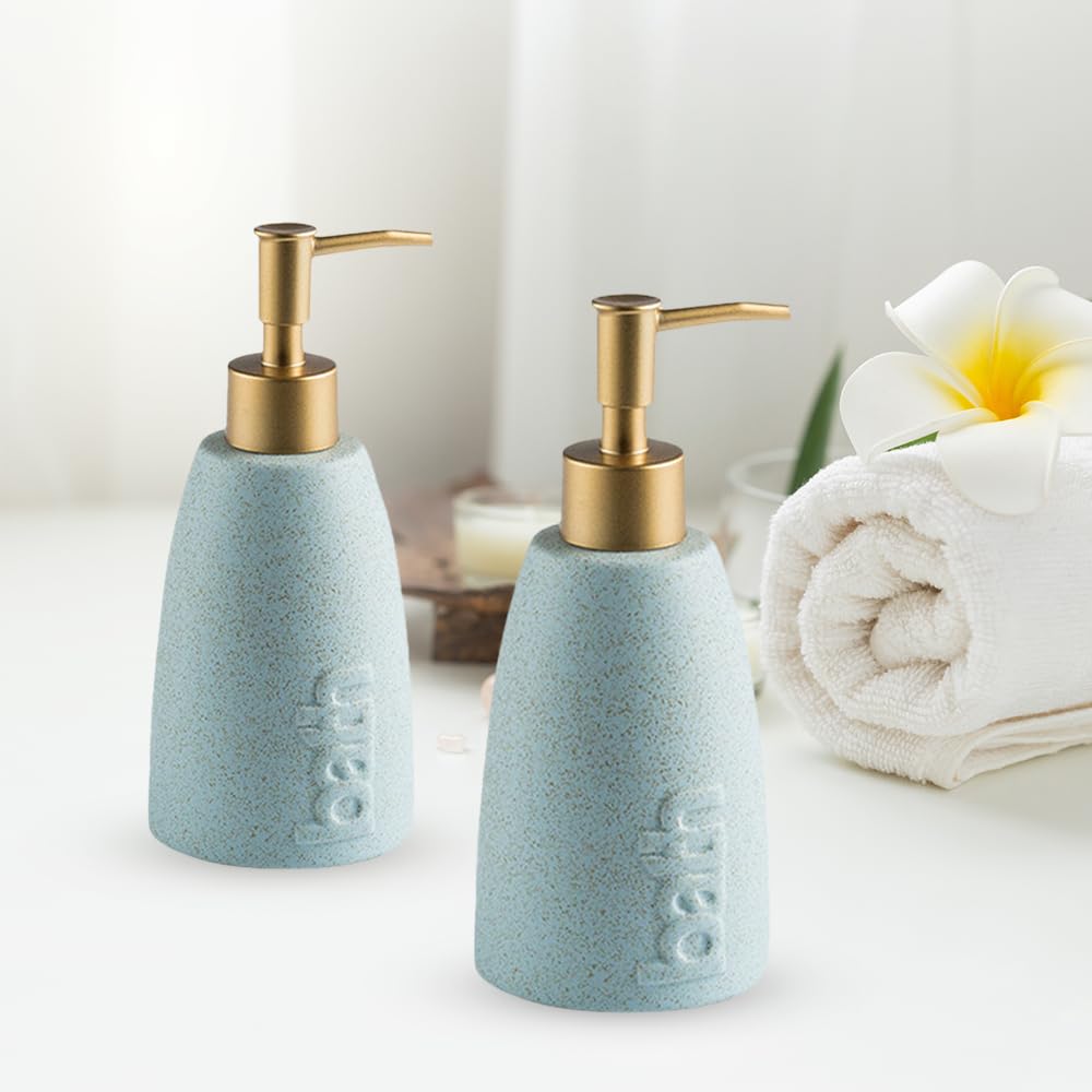 Combo: Ceramic Soap Dispenser Set - Stylish, Durable | 2 Pcs | 320ML | Perfect for Bathroom & Kitchen