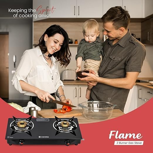 Buy Candes Flame Glass Top Gas Stove 2 Burner The Better Home