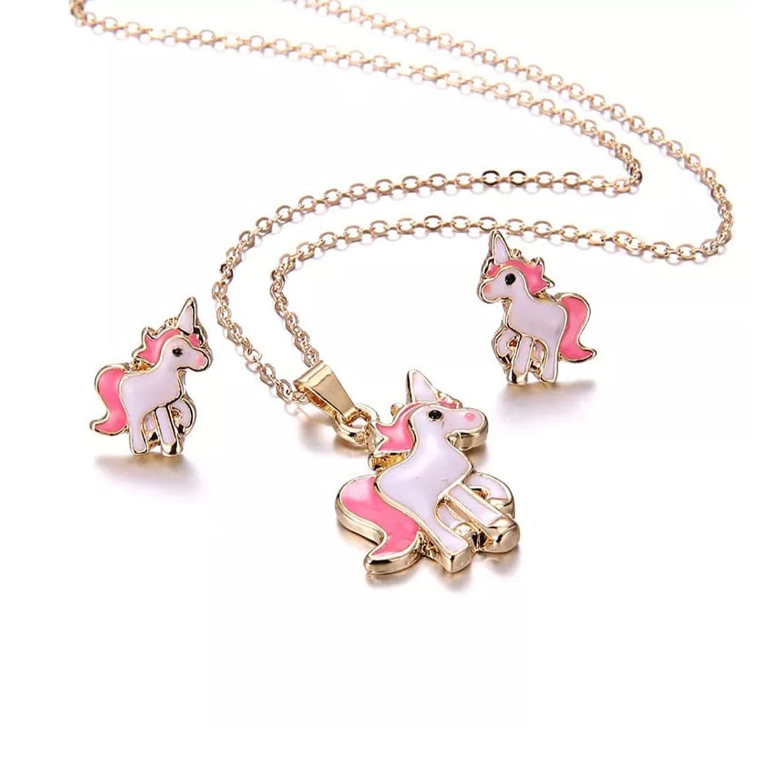 Yellow Chimes lovely pink unicorn pendant set - for birthday gift