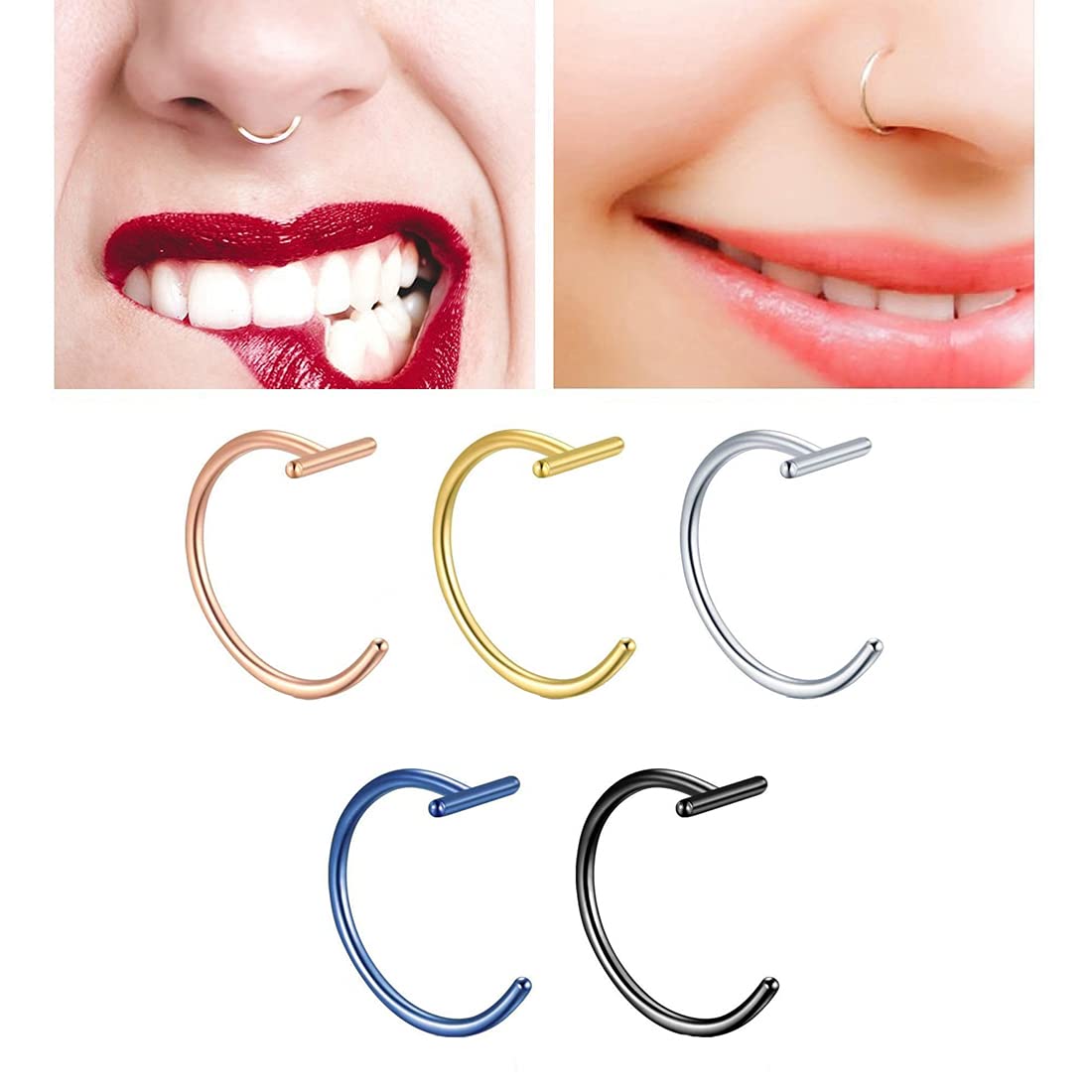 Yellow Chimes Non Piercing Nose Pins - Trendy multicolor design