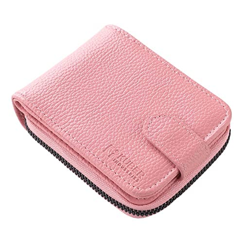 Kuber Industries Card Holder Wallet for Men Women|Debit Credit Card Holder|Wallet for Id, Visiting Card, Buisness Card|RFID Protected|Button & Zipper Closure Wallet|Pink (Pack of 5)