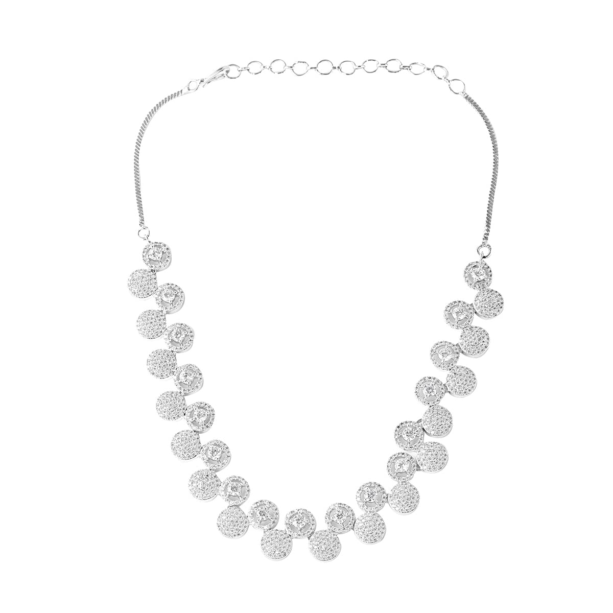 Yellow Chimes American Diamond Necklace Set - Traditional attire enhancer