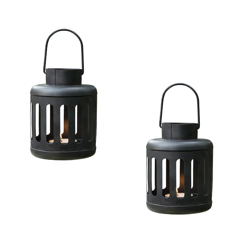 Ellementry Kuma Metal Round Lantern Set of 4 (with Tealight) | Candle Holder Stands for Balcony and Garden | Hanging Lamp for Home Decoration | Aesthetic Lalten for Vintage Christmas Decor and Gifts