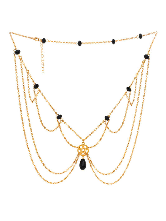Yellow Chimes head chain - Glamorous hairstyle accessory