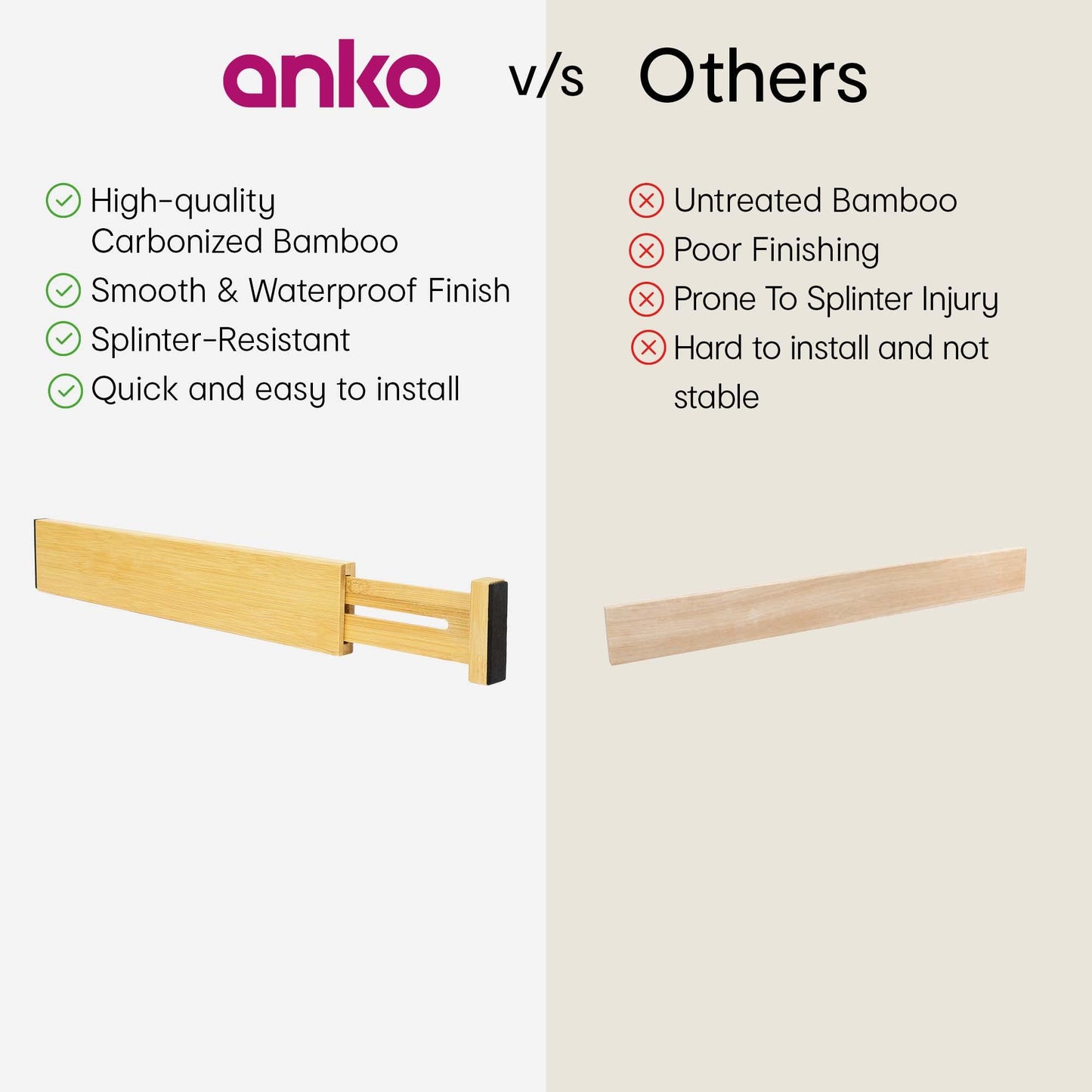 Anko Bamboo Drawer Dividers - Efficient office organizer
