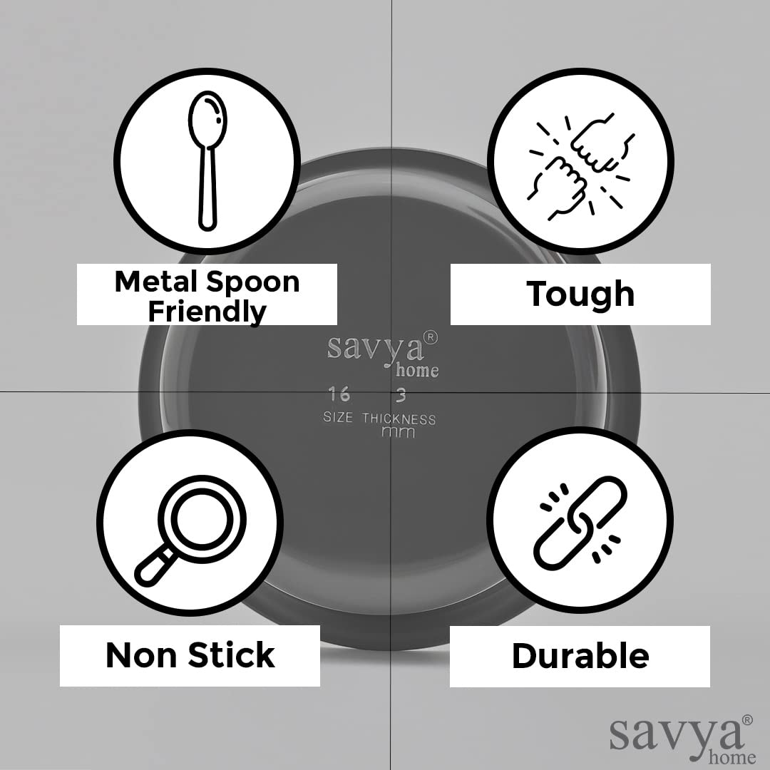 Savya Home Hard Anodized Tope | Non-Stick & Non-Corrosive Hard Anodized Aluminium | Even Heat Distribution for Healthy Cooking | Metal Spoon Friendly Surface | 3.0 liters