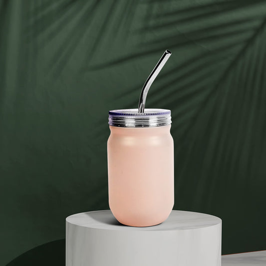 Insulated Stainless Steel Sipper with Steel Straw | Leak Proof for Hot & Cold 6 Hours | 420 ml | Pink