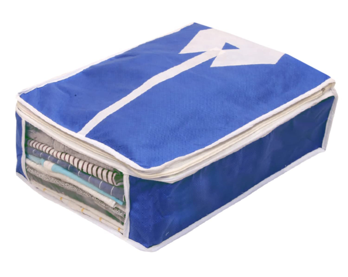 Kuber Industries Shirts & Clothing Organizer With Clear Window- Pack of 3 (Blue)-HS43KUBMART26159