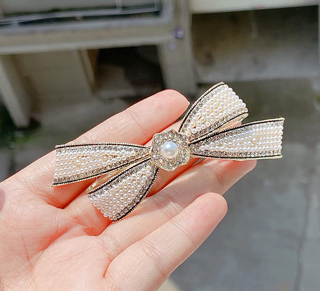 Yellow Chimes Hair Clip - Classic pearl bow design