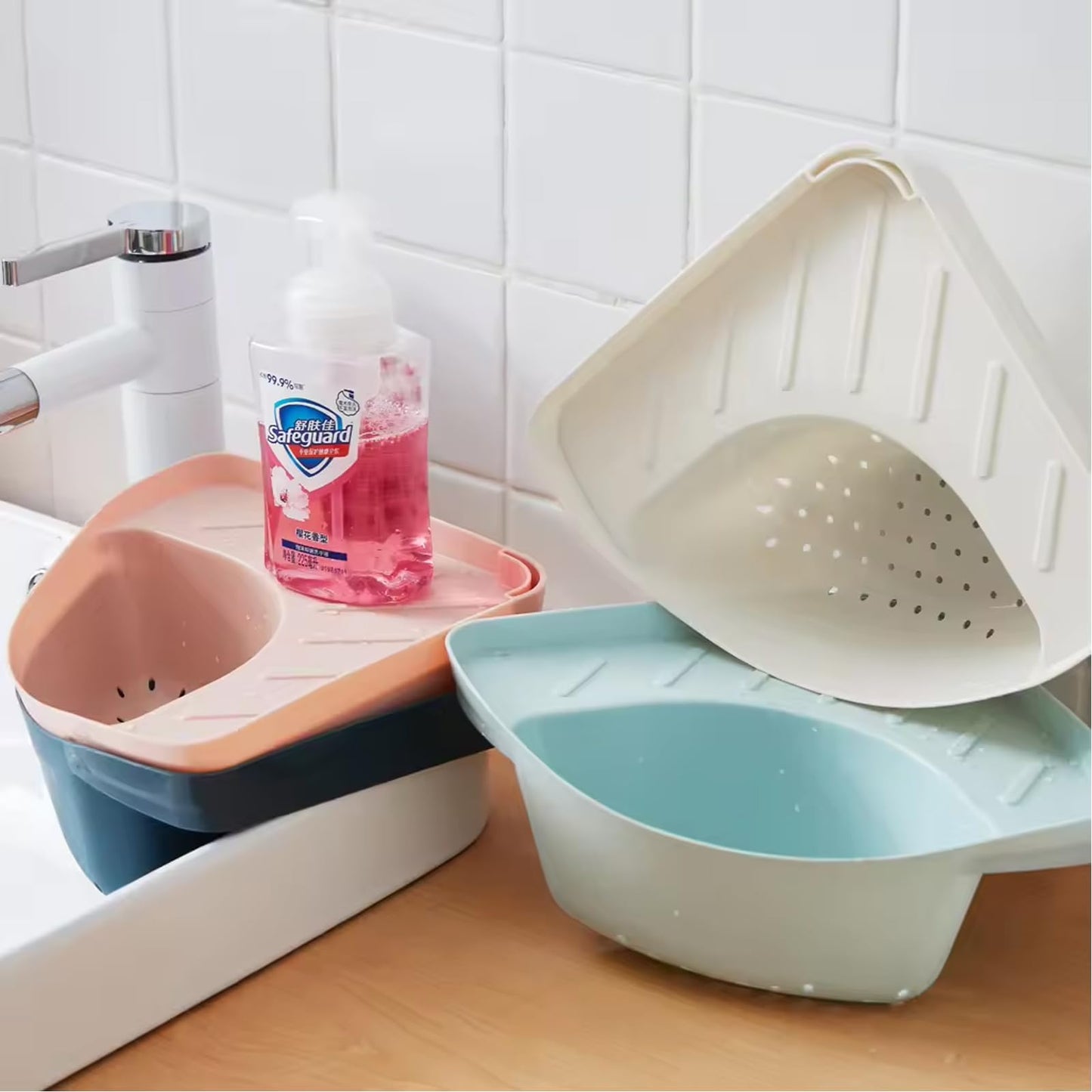 Pack of 2: Kitchen Sink Stand with Food Strainer & Drainer Holder | Multipurpose | Color: White